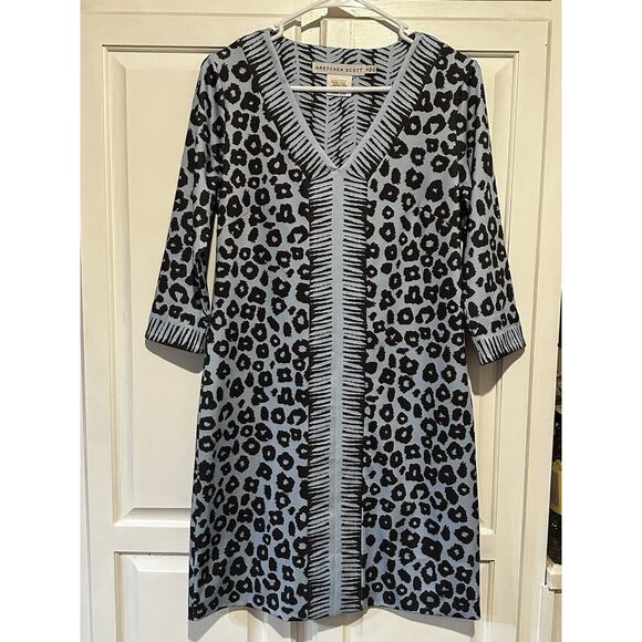 Gretchen Scott BorderTown Dress Wildcat Chrbl Size Small Shift Animal Cheetah - Picture 1 of 10